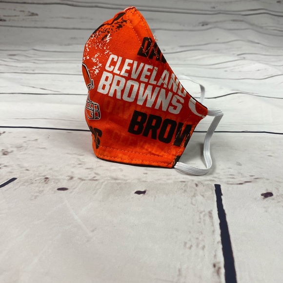 Triple Layer Cleveland Browns Cloth Face Mask - Picture 9 of 11